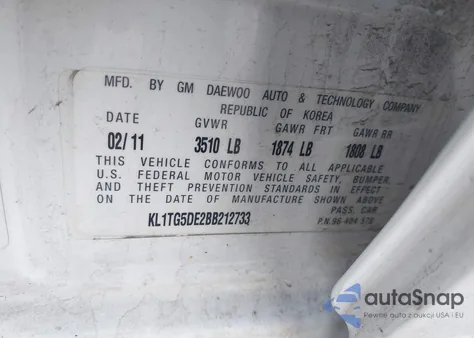 2011 Chevrolet Aveo 2Lt из США, поврежденный, VIN KL1TG5DE2BB212733